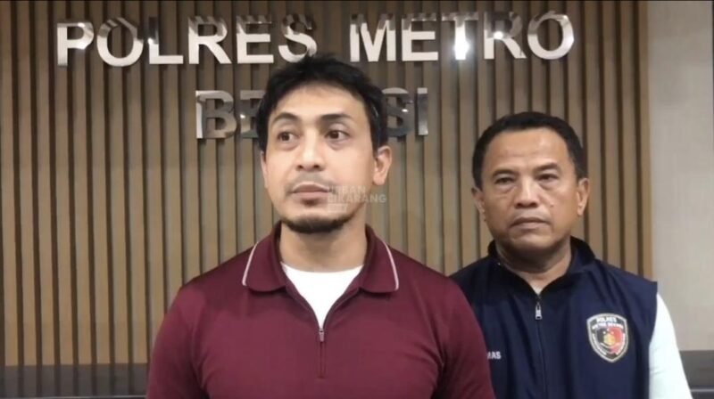 Kasat Reskrim Kompol Sang Ngurah Wiratama saat memberikan keterangan penetapan bapak dan anak tersangka pencabulan santriwati